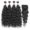 Hair Bulks Natural Wave Bundles With Closure Brazilian Weave 3 4 Human 231113