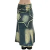 Skirts Y2K Women Streetwear Vintage Star Knee Length Denim Midi Long Skirt High Waist Straight Grunge Jeans Alt Maxi Skirts Clothes 231117