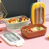 Dinnerware Sets 2 Compartments Lunch Bento Box Large Capacity Durable For Car Travel Work Picnic