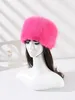 Wide Brim Hats Bucket 2023 Winter Thick Furry Hairband Fluffy Russian Faux Fur Women Girl Headband Hat Outdoor Earwarmer Ski 231117
