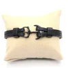 Strand Junwei Fashion Men's Leather Armband Gun Black Anchor Men smycken