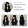 Syntetiska peruker Haircube Long Black Wavy med lugg för kvinnor Body Wave Cosplay Daily Natural Hair Heat Resistant 230417