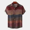 Men's Casual Shirts Mens Shirt Vintage Ethnic Style Printing Loose Short Sleeve Casual Shirts Daily Wearing High Quality Office Blouse Chemise Homme 230418