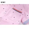 어린이 셔츠 GFMY 어린이 셔츠 캐주얼 한 솔리드 코튼의 단락 소년 셔츠 214 년 리본 장식 베이비 셔츠 230417