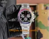 9 Styles Rainbow Watch ETA7750 Timing Movement Automatiska mekaniska herrklockor 40mm 904L toppkvalitet Sapphire Ceramic Ring Real Photo Rubber Rose Gold Watch
