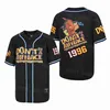 Moive Baseball är inte en hottröjor 1996 åtta bollracing 00 loc doc all ed team svart vit gul rosa cool bas cooperstown retro universitets uniform