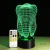 Lâmpadas tons de ilusão dente 3d led noite luz colorida crianças quarto bebê atmosfera touch tous lâmpada como presente para dentista AW-110 230418