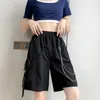 Kvinnors shorts Kvinnors sommarshorts Casual Ribbons Black Bermuda Shorts For Girls Kne Length Pants With Chain 230418