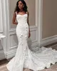 Lindos vestidos de noiva de sereia Spaghetti 3D Candidatos de renda com faixa sem costas Zipper vestido de capela personalizada feita de tamanho grande vestido de noiva vestidos de novia