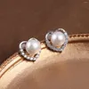 Studörhängen naturligt sötvatten pärla hjärtformad för bankettpartier bröllop utsökta smycken tillbehör charm gåvor kvinnor