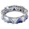 Anéis Cluster Anéis Brilhantes e Frescos Anel de Corte Triangular Cristal de Swarovskis Personalidade Redondo Diamante Simples
