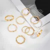 Pierścienie opaski iparam vintage metalowy geometryczny zestaw pierścienia złącza dla kobiet w łańcuchu punkowym Twisted Circle Pearl Finger Pierścień minimalistyczny biżuteria Prezent AA230417