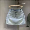 Skirts Denim Skirt Designer Womens With Belted High Waist Split Mini For Woman Summer Korean Jeans Ladies Blue Streetwear Harajuku D Dhxct