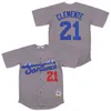 Moive Santurce Crabbers Jerseys Baseball Porto Rico 9 Javier Baez 21 Roberto Clemente Cool Base Team Noir Gris Blanc Pinstripe Beige Cousu Pour Les Amateurs De Sport