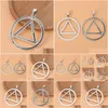 Pendant Necklaces 5Pcs Sier Color Alcoholics Anonymous Reery Sobriety Triangle Symbol Round Charms Pendants For Necklace Jewelry Dro Dhasu