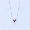 Kedjor Säsongsport Silver Color Clavicle Chain Mini Red Heart Simple Fashion Halsband för kvinna SN028