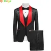 Herenpakken Blazers Red herenpak 3-delige Tuxedo Hoge kwaliteit kledingjas en broek Vest Big Size Terno Masculino Wit Zwart Royal Blue S-5XL 6XL 231118