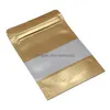 Packing Bags Gold With Window Stand Up Aluminum Foil Bag Lines Self Seal Food Storage Doypack Coffee Tea Snack Party Pouch Lx180 Dro Dhc8L