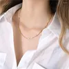 Ketten Kotik Einfache goldene Farbe Weibchen Link Choker Halskette Edelstahl Melonensamenkette für Frauen