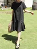 Casual klänningar Zanzea Kvinna O-hals blixtlås Kort ärm Sundress Summer Woman Solid Dress Stylish Elegant Work Ol Vintage Loose Midi Dresses 230418