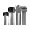 Stoviglie nere Set di posate in acciaio inossidabile Forchette Coltelli Cucchiai Set da tavola per cucina Forchetta Cucchiaio Coltello Set di stoviglie in oro 16 pezzi L230704