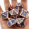 7PCS/SET METAL Polyhedral Kości Zestaw Cool Metal Komek Table Games Akcesorium dla DD DND D6 D10 D12 D20