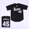 Moive Baseball Michael45 Birmingham Barons Jerseysボタンダウンメンズブラックホワイトグレーステッチレトロカレッジクーパーズタウンクールベースリタイアスポーツ