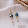 Dangle & Chandelier Fashion Geometric Tassel Earring Blue Deer Crystal Drop Earrings For Woman Girls Elegant Jewelry Accesso Dhgarden Otnov