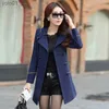 Kvinnors ullblandningar 2023 Spring Autumn Trench Coats Women Slim Double Breasted Ladies Overcoat Long Fe Windbreakers Red Navy Outerwearl231118