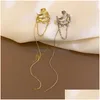 Boucle d'oreille de luxe Mti-Couche Clip Boucles d'oreilles pour femmes Géométrique Brillant Zircon Perle Oreille Os Pas Percé Longue Chaîne Boucle D'oreille Gland Dhgarden Otqcb