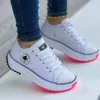 لباس حذاء حذاء أحذية قماش أحذية رياضية غير رسمية 2023 فتيات سيدات مسطحة الدانتيل zapatillas mujer chaussure femme 230417