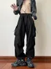Calças masculinas Samurai preto calças masculinas de tamanho grande Moda de rua High Street Moda Knickerbockers American Straight Charging macacão 230418