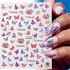 Pink Holographics Laser Bronzing 3D Butterfly Nail Art Stickers Adhesive Sliders DIY Nail Transfer Decals Foils Wraps Decoration Nail ArtStickers Decals Nail Art