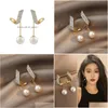 Dangle Kroonluchter Mode Geometrische Metalen Parel Hanger Druppel Oorbellen Voor Vrouw Gothic Meisjes Elegante Sieraden Bruiloft Set A Dhgarden Ottrm