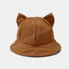 Dessin animé Cat Oreille Bucket Hat Cap pour fille coton dôme chapeau de soleil Femmes coréen printemps été panama solide féminin de soleil extérieur chapeau