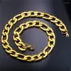 Chaînes Gold Color Collier Men de chaîne Bijoux Black Wholesale 5 tailles 12 mm Big Figaro N547Chains