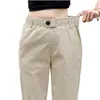 Damenhosen Capris Beige Hohe Taille Freizeithosen Frauen lose Frühling Herbst Damen koreanische dünne Haremshosen Mode Neun Hosen 3XL F279 230418