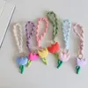 3D flower pendant woven key ring party ins cute tulip bag ornaments accessories key chain