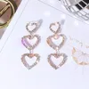 Déclaration coréenne 3 couches coeur longues boucles d'oreilles pour les femmes accessoires doux Bijoux à la mode Bijoux de fête tout Match boucle d'oreille boucles d'oreilles pendantes sweet heart dangle