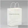 Present Wrap Elegant White Paper Bag Small Size Kraft Party Favor Väskor med handtag Utmärkt kvalitet Drop Delivery Home Garden DH5TP