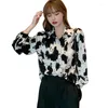 Женские блузки Daxin Ladies рубашка весна и осенний стиль художественный леопардовый принт свободный галстук женский женский