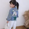 Spring Autumn Kids Denim Coat Vintage Flowers Denim Jacka barn Outwear Coats