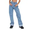 Jeans pour femmes Femmes Mode Couleur Solide Taille haute Jambe droite Pantalon large roulé