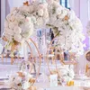Dekoration ny design bröllop leveranser hög guld mental med kristall bröllop mittpunkt bordsdekoration blommor för bord imke821