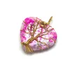 Naszyjniki wiszące Fyjs unikalne jasnożółte złoto kolorowy kolor love heart 3 styl agates drzewo życia biżuteria