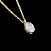 Сертифицированное GIA ожерелье-цепочка из желтого золота с подвеской-пасьянсом из настоящего бриллианта овальной огранки Xiy 0,71 карата