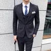 Men's Suits Plyesxale Burgundy Black Blue Plaid Suit Men Slim Fit Groom Wedding For 3 Pcs High Quality Dress Business Q278