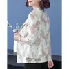 Women's Suits Women Blazer Jacket Spring Summer Thin Cardigan Sun Protection Clothing Hollow Lace Three-quarter Sleeve Suit Ladies Blazers