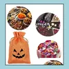 Geschenkwikkeling Burlap Tassen Jute Dstrings Candy Pouch Halloween Treat Bag met verschillende ontwerpen Party Decoratie Colorf Drop Delivery Hom DHE3C