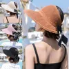 Cappelli a tesa larga Visiere estive da donna Cappellino pieghevole arrotolabile Cappello da sole Grande spiaggia in paglia Chapeau Femme Protezione UV CapWide